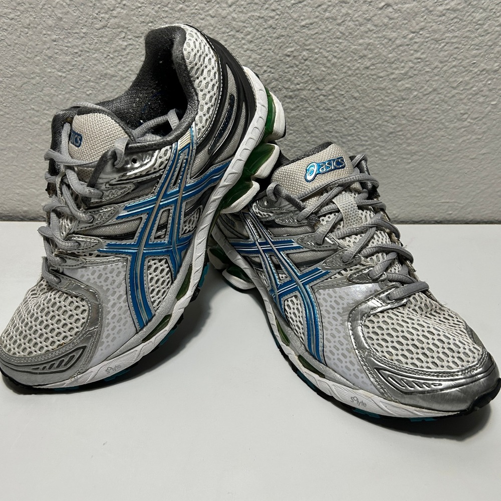 Asics Gel-Kayano 16 Silver Blue Running Shoes T050N Womens 7.5